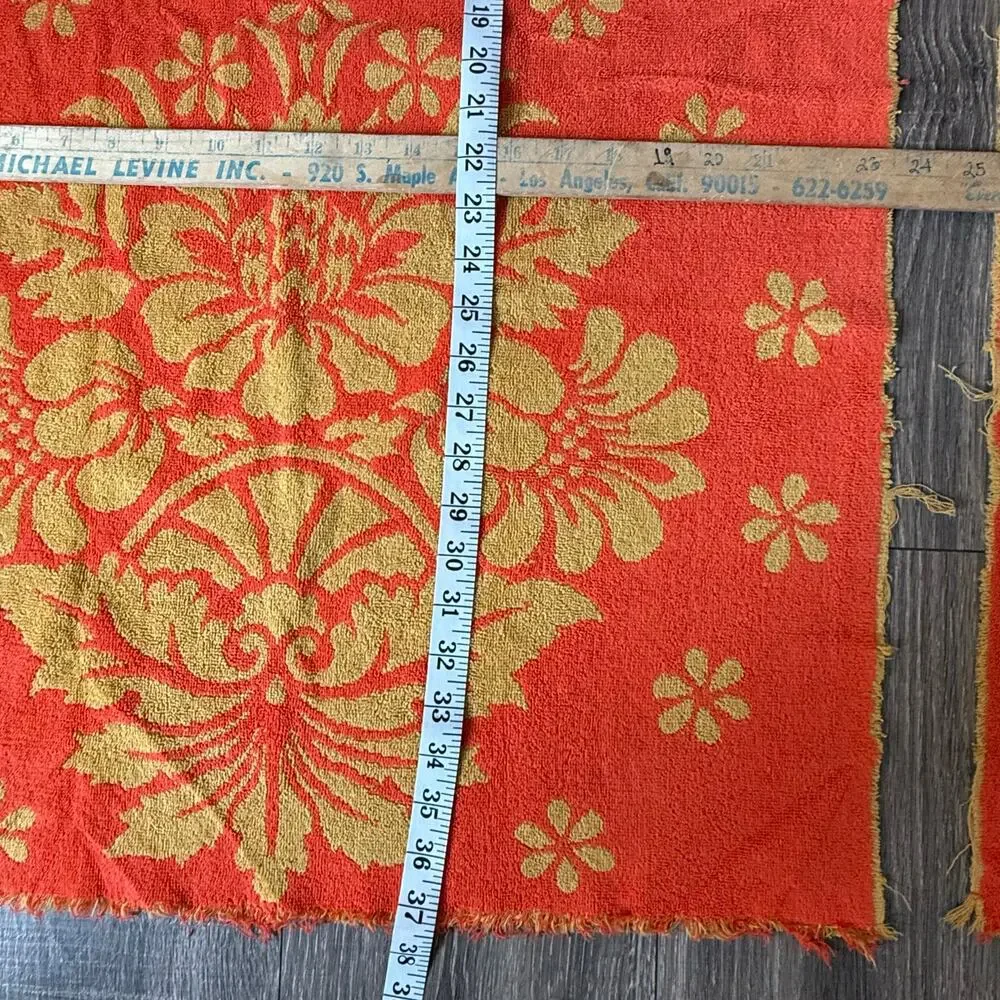 VTG Set of 4 St. Marys orange 100% cotton floral reversible bath hand towels MCM